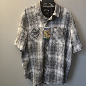 Orvis Tech Shirt Plaid Short Sleeve Quick Dry UPF 30+ Castlerock Men's XL NWT